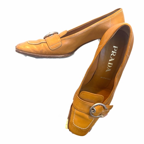 Prada shoes - tan - buckle - kitten heel - size 38 - Picture 2 of 10